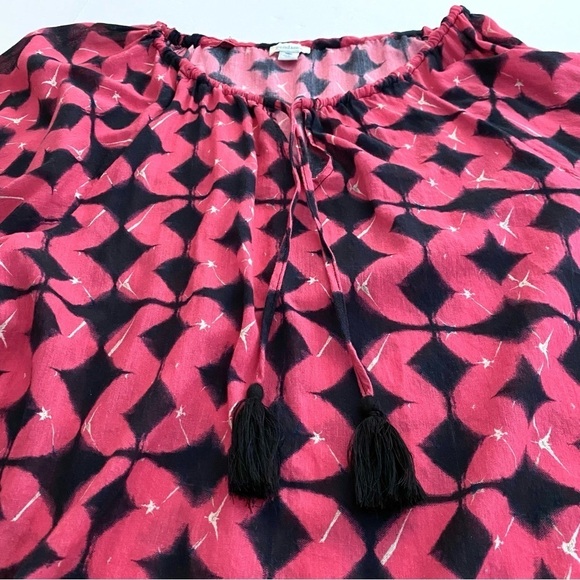 Sundance Hyacinth Cotton Oversized Top Sz Small Batik Boho Peasant Tassel Tie - Picture 6 of 14